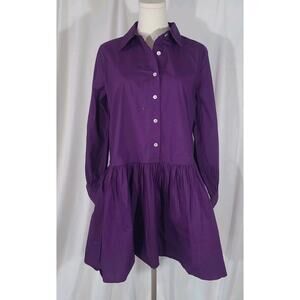 New W/Tag Caryn Lawn Womens Purple 100% Cotton Shirt Dress One Size